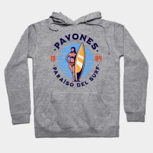 Vintage Pavones, Costa Rica Surfer's Paradise // Retro Surfing 1980s Badge B Hoodie